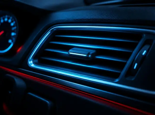 Saída de ar-condicionado no painel de um carro