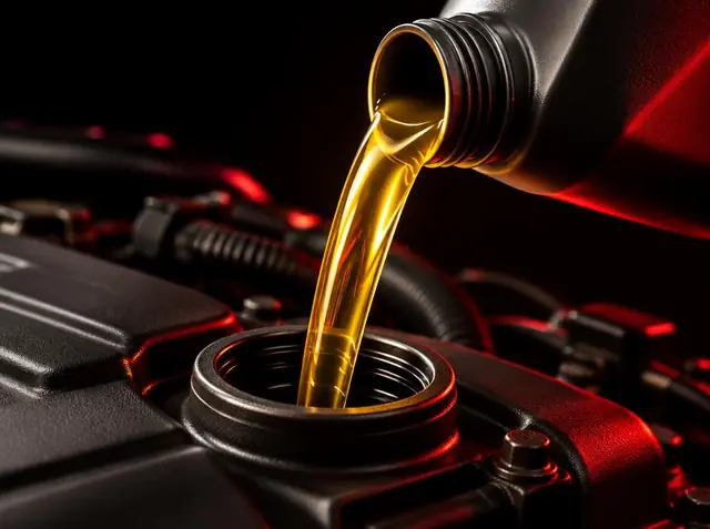 Óleo de motor sendo colocado no bocal de abastecimento de um motor